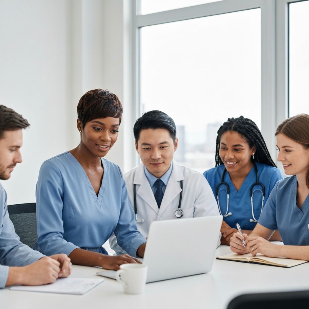 Medical office staff collaborating